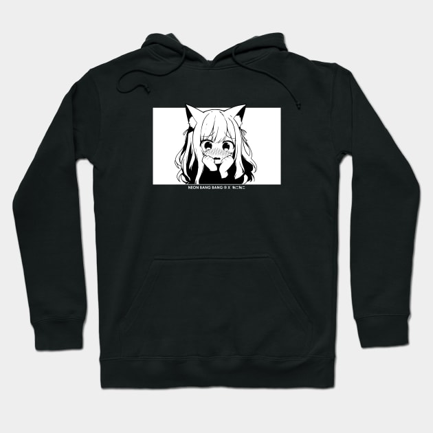 Anime Manga Neko Cat Girl Aesthetic Kawaii Japanese Otaku Black Hoodie by Neon Bang Bang